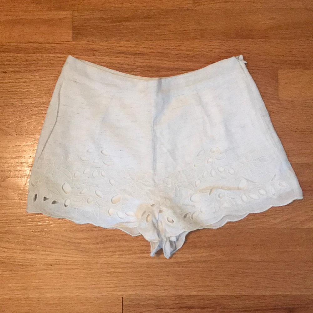 Eyelet Cream Shorts